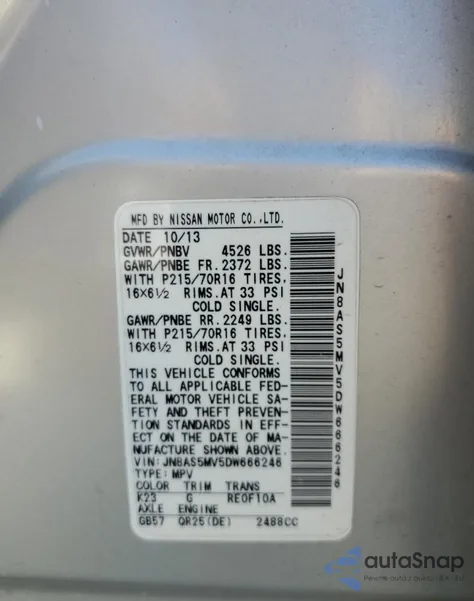 2013 Nissan Rogue S z USA, uszkodzony, nr VIN JN8AS5MV5DW666246